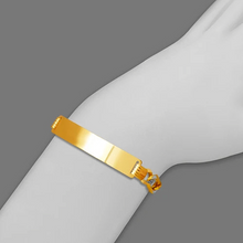 Load image into Gallery viewer, 14K White Pave Gold Figaro Concave ID Bracelet 7mm/6mm Wide 8" Engraving Avail
