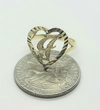 Load image into Gallery viewer, 10k Solid Yellow Gold Heart Cursive Initial Letter Ring Alphabet A-Z Size 6-12
