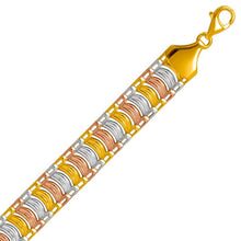 Load image into Gallery viewer, 14K Tricolor Gold Bohemian Style Gypsy Boho Hand Chain Bracelet 11mm Wide 7"~8"
