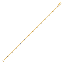 Load image into Gallery viewer, 14K Two Tone Gold Bead Rolo Chain Bracelet Anklet Diamond Cut 2mm Link 7" 10"
