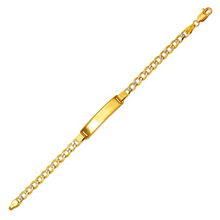 Load image into Gallery viewer, 14K White Pave Gold Baby ID Bracelet Curb X-Light Chain 6mm ID 4mm 6" Engraving
