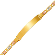 Load image into Gallery viewer, 14K Tricolor Gold Valentino ID Bracelet 7.5mm/5mm 7" 8" Engraving Available
