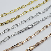 Load image into Gallery viewer, 14K Solid Yellow White Rose Gold Paperclip Chain 3mm 3.5mm 4.5m Size 16" - 24"
