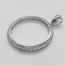 Load image into Gallery viewer, Sterling Silver Cubic Zirconia Silver Dollar Bezel CZ Halo 38 mm Mexican Olympic
