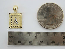 Load image into Gallery viewer, 14K Solid Yellow Gold Initial Letter Plate Pendant A-Z Alphabet Necklace Charm
