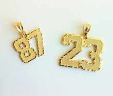 Load image into Gallery viewer, 10K Yellow Gold Custom Two-Digit Number Pendant 00-99 Diamond Cut Necklace Charm
