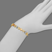 Load image into Gallery viewer, 14K Tricolor Gold 6mm Center, 1mm Ladies Bracelet High Polished Fancy Chain
