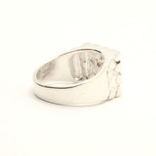 Load image into Gallery viewer, 925 Sterling Silver Large Diamond Cut Finish Square Nugget Ring 9/16 Inch Wide
