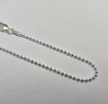Load image into Gallery viewer, 925 Sterling Silver Thin Pallini Bead Ball Chain Anklet 1.5mm Italy, 9.5" to 10"
