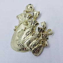 Load image into Gallery viewer, 10K Solid Real Gold Dollar Money Bag Textured Pendant Charm Polished 5 Sizes
