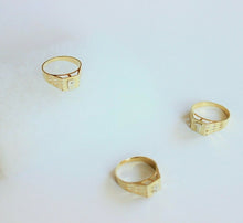 Load image into Gallery viewer, 10K Yellow Gold Alphabet Letter Initial Ring Diamond Cut High Quality Size 4 ~ 8
