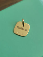 Load image into Gallery viewer, 14K Yellow White Gold Plain Square Pendant Disc Charm 13mm [Engraving Available]
