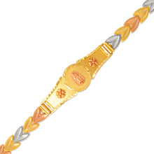 Load image into Gallery viewer, 14K Tri Color Gold Faceted Diamond Cut Guadalupe ID Bracelet 6mm / 13mm 7" Chain
