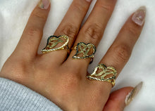 Load image into Gallery viewer, 10k Solid Yellow Gold Slanted Heart Cursive Initial Letter Alphabet Ring
