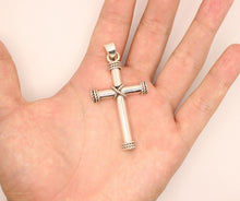 Load image into Gallery viewer, 925 Sterling Silver Thick Cylindrical Cross Pendant with Rope Textured Edges
