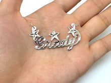 Load image into Gallery viewer, 925 Sterling Silver Personalized Custom Name Diamond Cut Pendant Charm Stars
