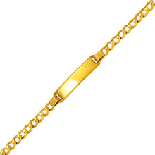 Load image into Gallery viewer, 14K Yellow Gold Baby ID Bracelet Curb X-Light Chain 6mm/4mm Wide 6" Engraving
