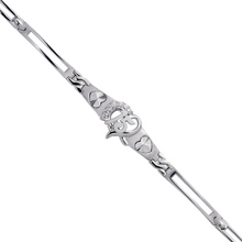 Load image into Gallery viewer, 14K White Gold Fancy 15 Anos Years Pretty Heart CZ Bracelet Quinceañera Gift
