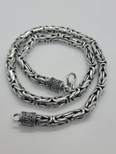 Load image into Gallery viewer, 7mm Sterling Silver Round BYZANTINE Chain Necklace Bracelet Antiqued Finish
