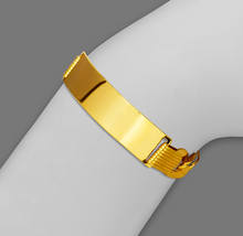 Load image into Gallery viewer, 14K Yellow Gold Figaro Concave ID Bracelet 11mm/10mm 8" 8.5" Engraving Available
