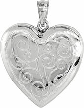 Load image into Gallery viewer, 1 inch Sterling Silver Heart Locket 4Picture Charm Pendant w/out Chain 16"-24"
