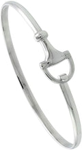 Load image into Gallery viewer, Sterling Silver Snaffle Bit Bracelet Bangle Hook Eye Catch 1/2 inch Wide 7 1/2"
