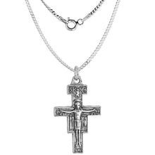 Load image into Gallery viewer, 925 Sterling Silver San Damiano Crucifix Cross Pendant 1 1/4 Inch (31mm) Tall
