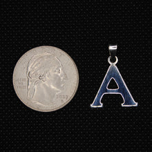 Load image into Gallery viewer, 925 Sterling Silver Alphabet Initial Pendant Plain Slab Serif Upper Case Letter
