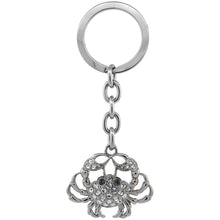 Load image into Gallery viewer, 925 Sterling Silver Crystal Crab Key Chain Key Ring for Women 3 1/2 inch Long
