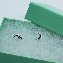 Load image into Gallery viewer, 925 Sterling Silver Tiny Moon Stud Earrings 3/8 inch for Girl Women (10mm Wide)
