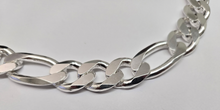 Load image into Gallery viewer, 925 Sterling Silver Heavy Thick Figaro Chain Beveled Edge Bracelet Necklace 17mm
