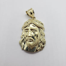 Load image into Gallery viewer, Authentic 10K Yellow Gold Diamond Cut Jesus Face Pendant Charm Left Right Styles
