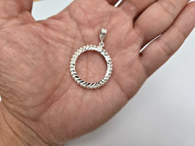 Load image into Gallery viewer, 925 Sterling Silver Bead Edge Quarter Coin Bezel Pendant 24mm Prong Back
