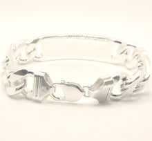 Load image into Gallery viewer, 925 Sterling Silver Personalized Custom Engraved Figaro Link ID Bracelet 14mm
