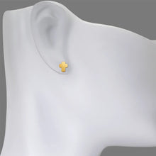 Load image into Gallery viewer, 14K Yellow Gold 6x7mm Cross Shape Stud Earrings High Polished Screw Backing
