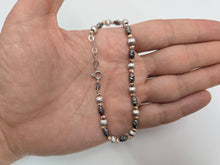 Load image into Gallery viewer, 925 Sterling Silver Black Rhodium Diamond Cut Bead Ball Bracelet, 7" Long
