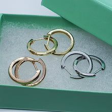 Load image into Gallery viewer, 14K Yellow White Rose Gold Elegant High Polished Angled Huggie Hoop Earrings

