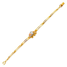 Load image into Gallery viewer, 14K Tricolor Gold Fancy Elephant High Polished Bracelet 4mm Wide, 12.5 Center

