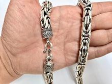 Load image into Gallery viewer, 10mm Sterling Silver Round BYZANTINE Chain Necklace Bracelet Antiqued Finish
