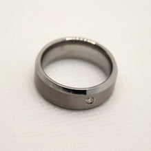 Load image into Gallery viewer, Tungsten Carbide Round Diamond Satin Finish Beveled Edge Wedding Band Ring 8mm
