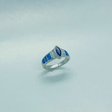 Load image into Gallery viewer, Sterling Silver Marquise Amethyst CZ Synthetic Opal Ring
