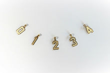 Load image into Gallery viewer, 10K Solid Yellow Gold Number Digit Charm Pendant 0-9 Diamond Cut 2 Sizes
