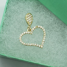 Load image into Gallery viewer, 14K Yellow White Rose Gold Fancy Heart CZ Pendant Charm High Polished 16x13mm
