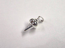 Load image into Gallery viewer, 925 Sterling Silver Hollow Ice Cream Cone Pendant 11/16 (18mm) Inch Tall
