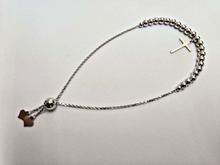Load image into Gallery viewer, 925 Sterling Silver Adjustable Rosary Cross Charm Bracelet Women 7" Long
