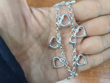 Load image into Gallery viewer, 925 Sterling Silver Puffy Cut-Out Hearts Bracelet for Women 3/4 inch 7 inch long
