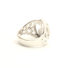 Load image into Gallery viewer, 925 Sterling Silver Detailed Dollar Sign Diamond Cut Finish Ring 3/4 Inch Wide

