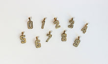 Load image into Gallery viewer, 10K Solid Yellow Gold Number Digit Charm Pendant 0-9 Diamond Cut 2 Sizes
