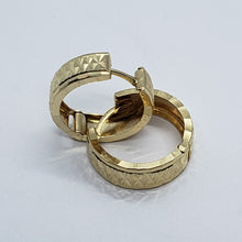 Load image into Gallery viewer, 14K Real Yellow White Gold Huggie Hoop Earrings Diamond Cut Round 13mm Men Women
