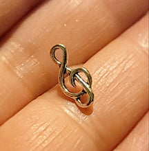 Load image into Gallery viewer, 925 Solid Sterling Silver Treble G-Clef Stud Earrings, 9/16 inch long 14mm Wide
